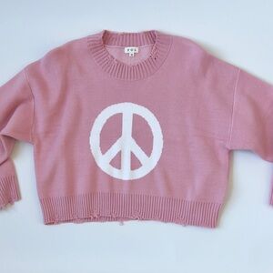POL Pink Crew Neck Peace Sweater
